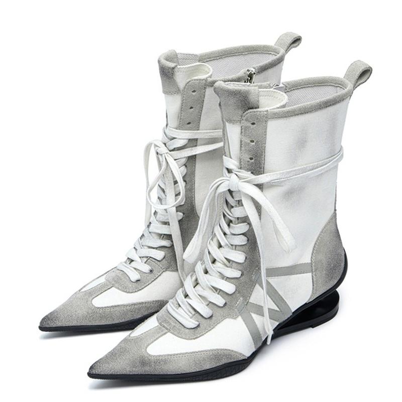 Fashion Designer Luxury Strange Heel Pointed Toe Women Knight Boots Women All Match Retro High Heel Ankle Boots Female Runway Shoes New