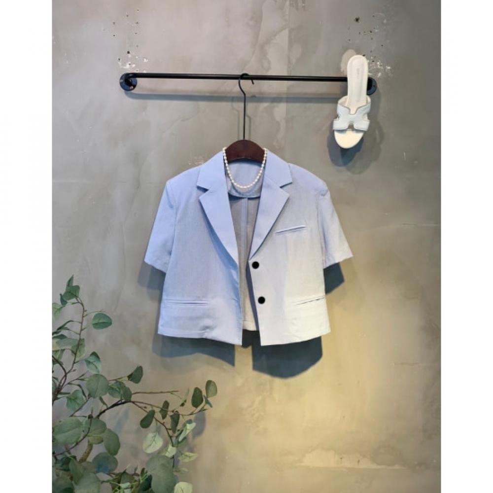 C S In The Room mIni Two Button Short Sleeve Crop jaCket 2Color