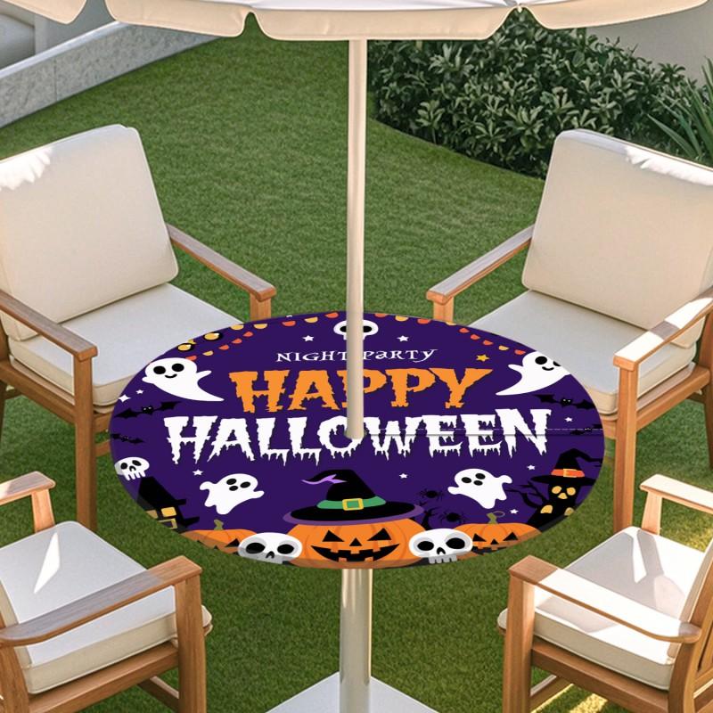 Outdoor Round Table Cover With Umbrella Hole Waterproof Elastic Edge Patio Garden Deck
