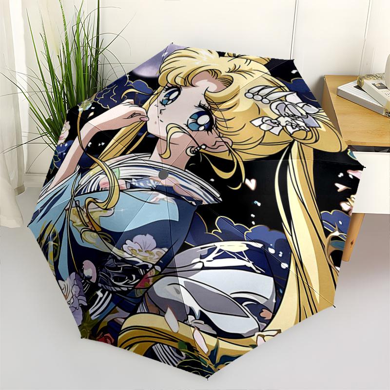 1 Stück Sailor Moons Anmut und Blumeneleganz Automatisches Öffnen und Schließen Cartoon Praktischer Regenschirm - Kleiner Schirm Geeignet für Verschiedene Anlässe,
