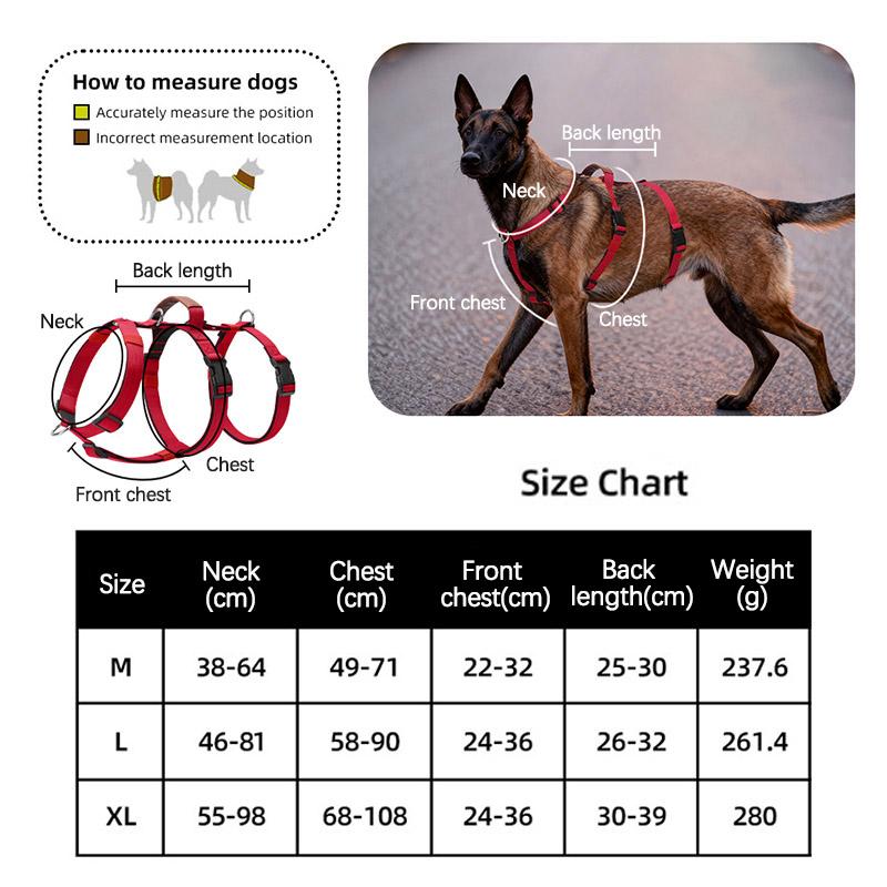 Escape-Proof Nylon Dog Harness with Handle Adjustable No-Pull Pet Harness for Medium Large Dogs Golden Retriever Husky Supplies