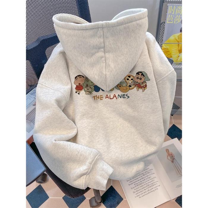 

Imitation cotton cotton composite milk shreds 320 grams (silver fox fleece 420 grams) round neck hooded loose sweatshirt 2XL брудно-білий