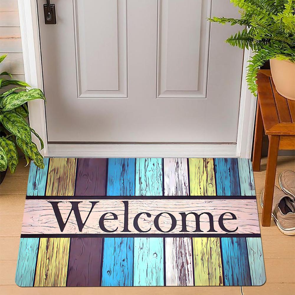 1pcs Wood Flower Pebble Welcome Rug Doormat NonSlip Entryway Rug Living Room Bedroom Kitchen Washable Outdoor Indoor Floor Mat