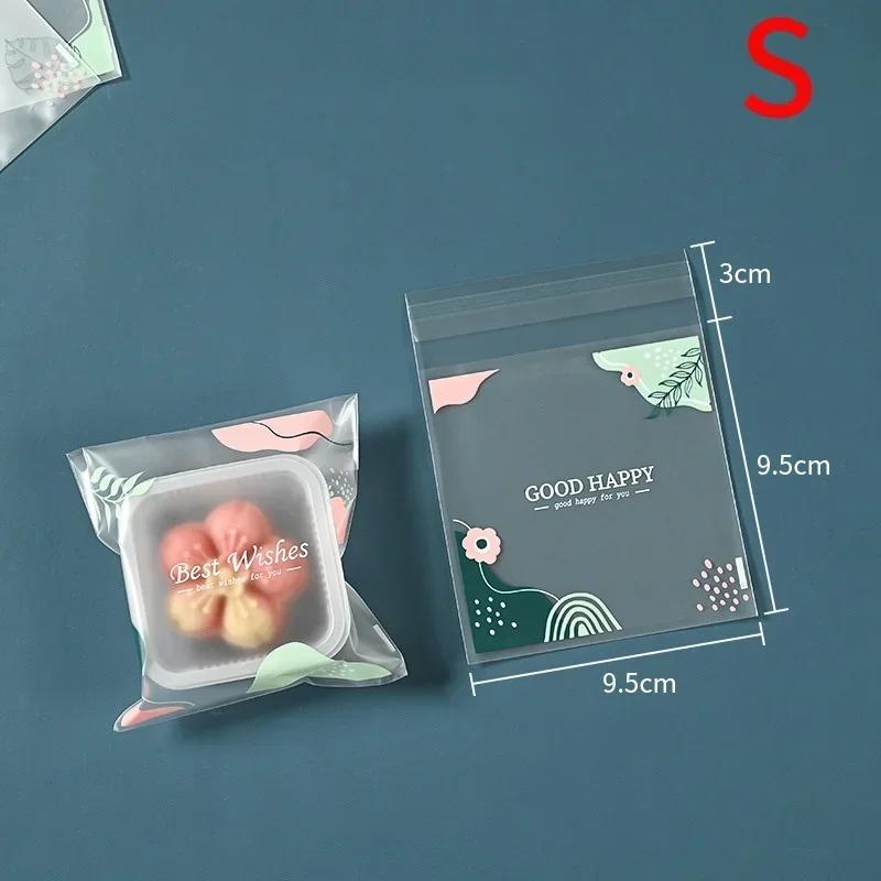 100PCS Thick Frosted Printed Gift Bag Flower Pattern Blessing Message Small Gift Self Sealing Bag Jewelry Packaging Bag 100pcs