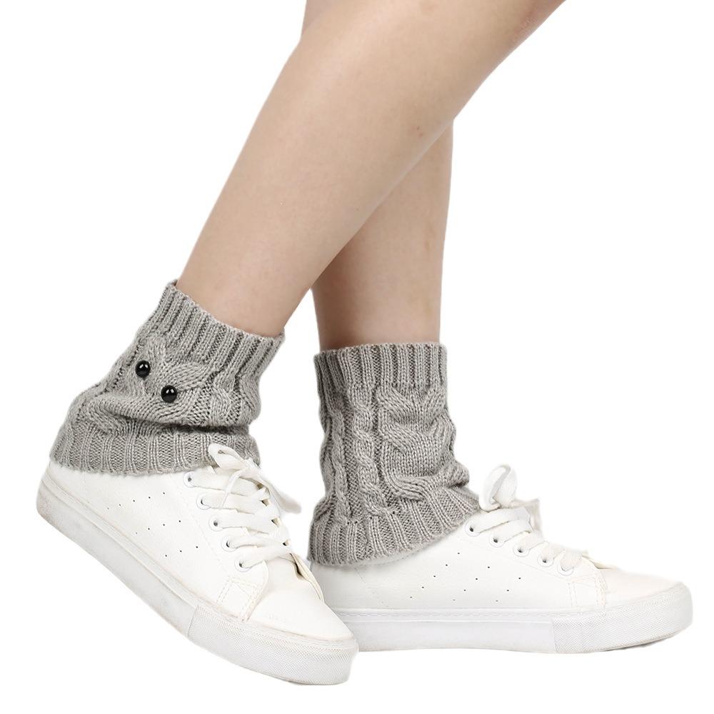 Owl Eyes Knitted Boot Covers Twist Cable Knit Leg Warmers New Boot Cuffs Cover Women