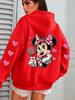 Vintage Disney Minnie Hoodie Women Men Oversized Casual Pullover Sweatshirt Streetwear Long-sleeved Tops Spring Autumn Fashion