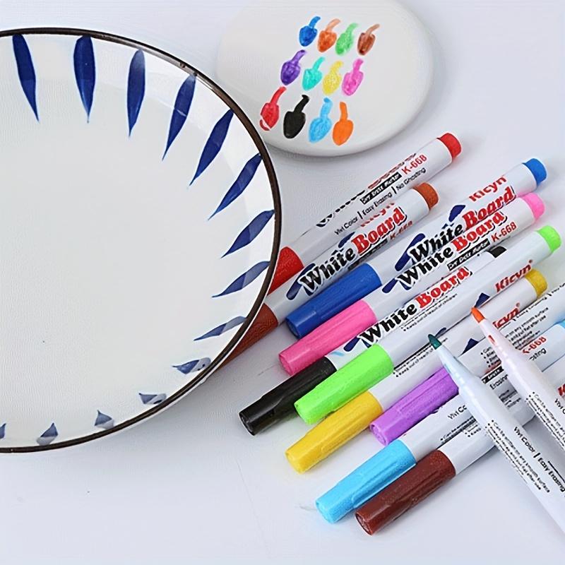 12 Stück bunte Markierungsstifte zum Zeichnen mit Wasser, schwimmender magischer Gekritzelstift, löschbarer schwimmender Stift, magischer Wassermalstift, Whiteboard-Marker