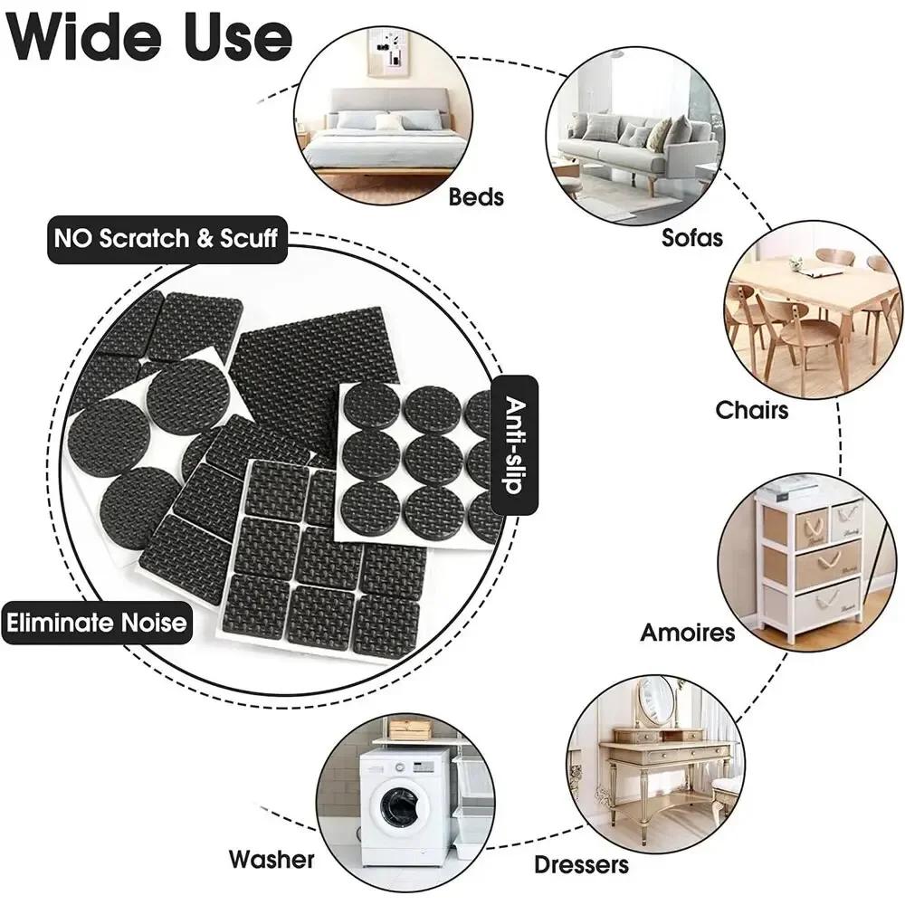 Table Leg Protectors, Anti-Scratch Leg Pads, Rubber Non-Slip Chair Leg Pads, Silent Stickers, Furniture Accessories