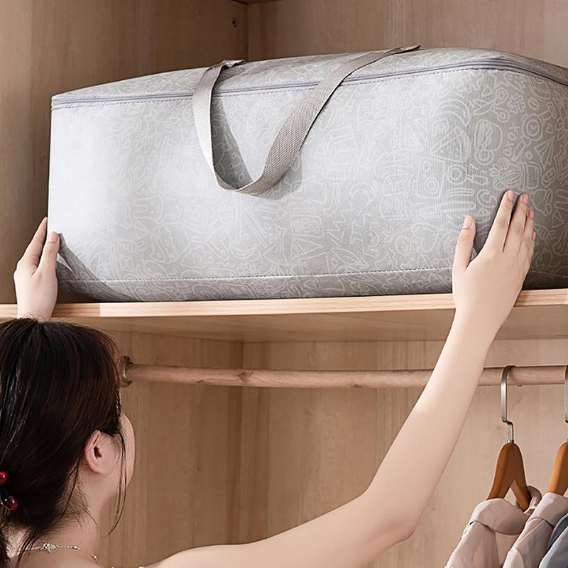 Bear Pattern Clothing And Quilt Storage Bag Non-Woven Fabric Thickened Bedroom Storage Travel Moving Bag