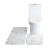 3PCS Bath Mat Toilet Lid Cover U-Shaped Rug Non Slip Soft Floor Rug Water Absorbent Marbling Door Mat Bathroom Rug Carpet Seat Cover Rug Set