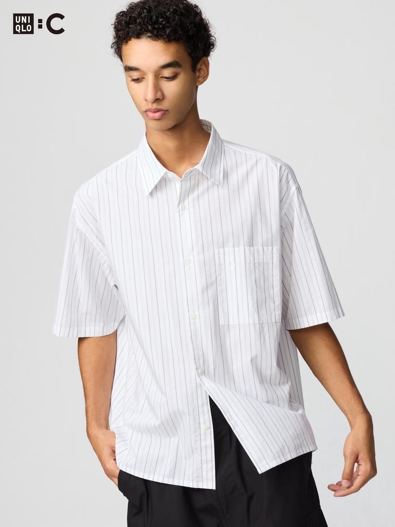 Uniqlo BroAdcloth Oversized Shirt  Short Sleeve  Stripe A