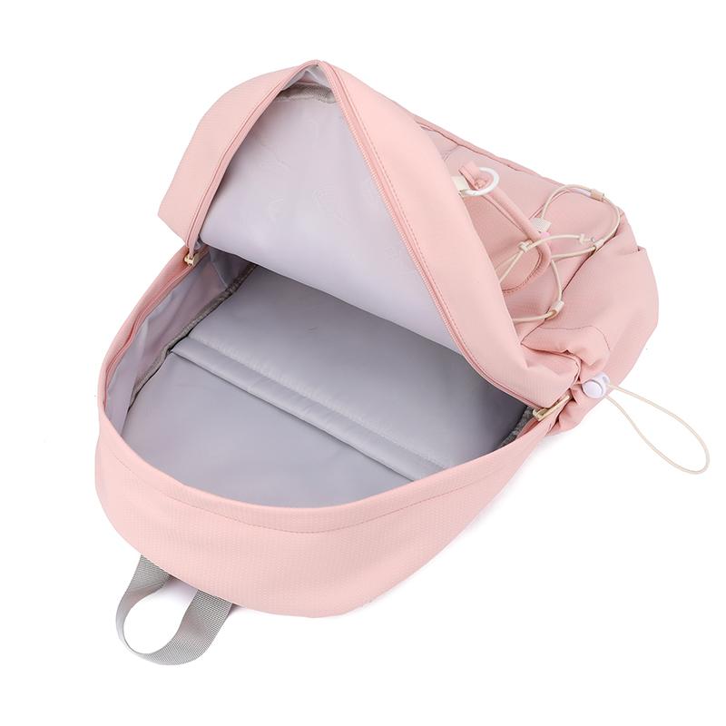 Women's Solid Color Backpack Large Capacity Student Schoolbag
