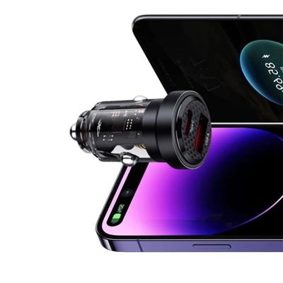 High Speeded Car Charger Transparent Metal Plug PD3.0 Double Port Rapid Charging With Intelligent Chip for Vehicle