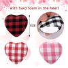 Whaline 24Pcs Valentine's Day Heart Ornaments Buffalo Check Heart Ornament 4 Designs Black Red White Pink Plaid Hanging Decorations for Wedding