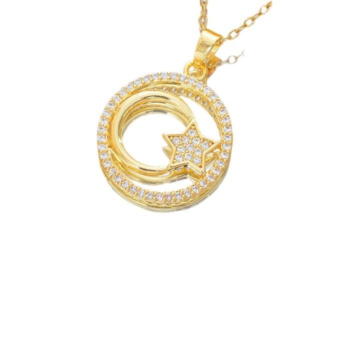 New Moon Stars Fashionable and Versatile Pendant Geometric Round Necklace Women's Clarbone Chain