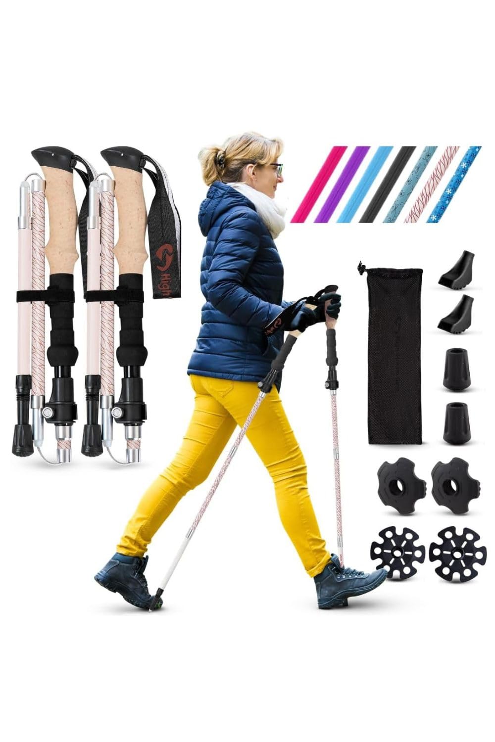 

High Stream Gear designed for Japanese manual Trekking walking hiking walking sticks [Specially women_Easy-to-understand included] poles, sticks,