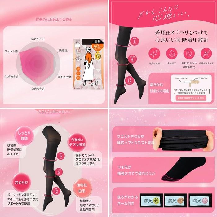 Fukusuke Compression Tights 60 Denier Black