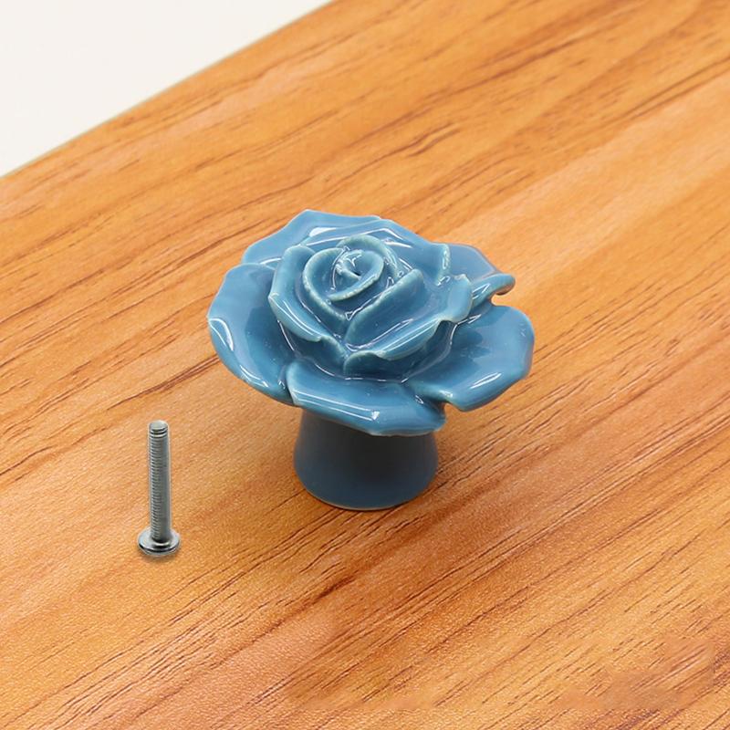 1PC Single Hole Handle Cartoon Cabinet Handles Modern Cupboard Pulls Minimalist Flower Rose Drawer Knobs Fashion