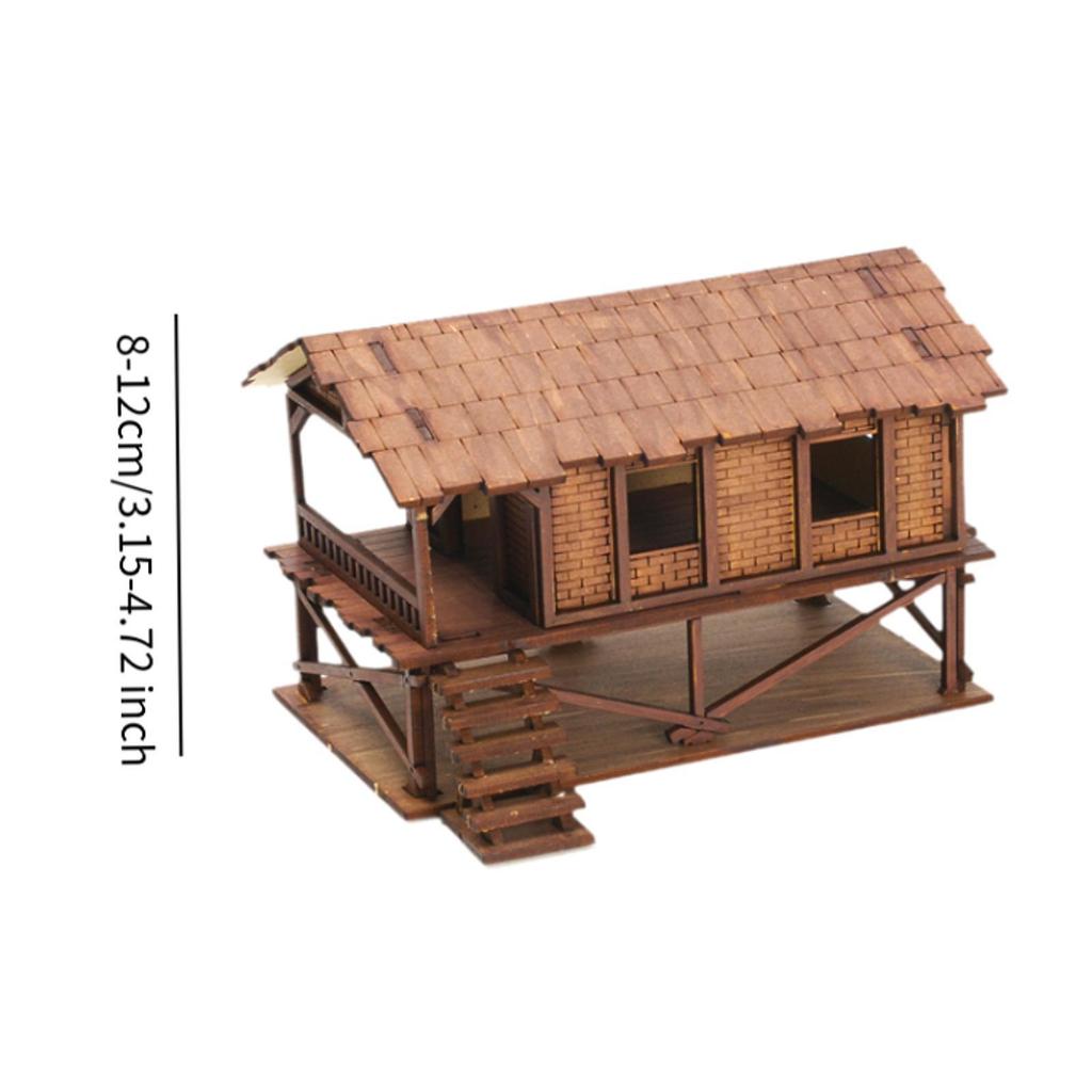 1/72 Models House Unpainted DIY Wooden House Assemble DIY Projects Accessory G