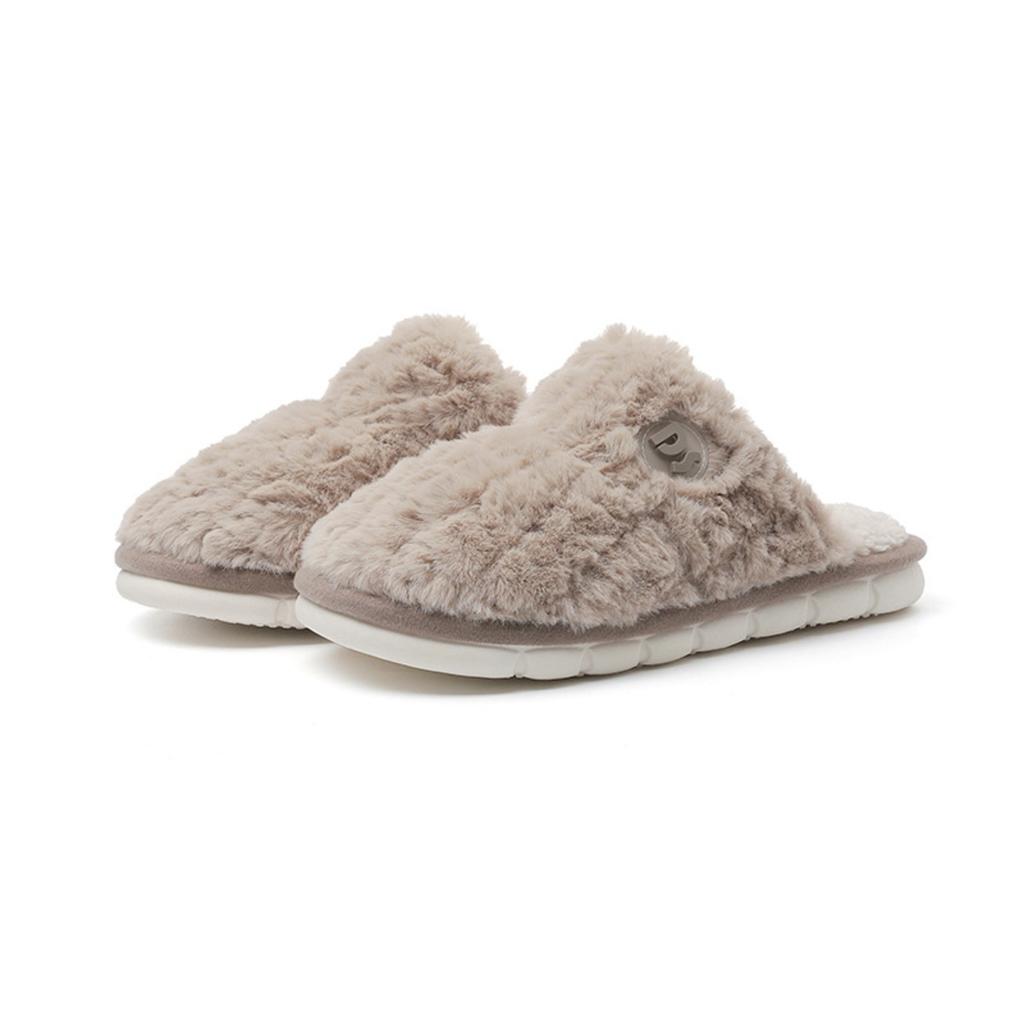 Cotton Slippers for Women, Indoor Anti Slip Couple Plush Slippers, Men's Winter Slippers