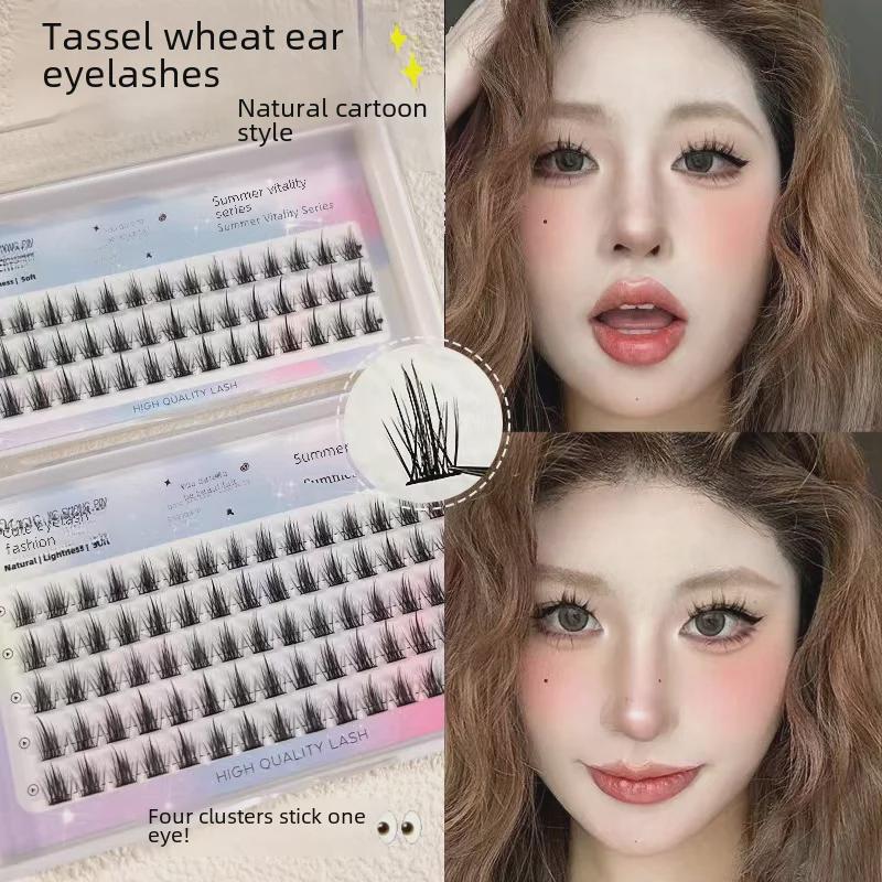 Mengji Shangpin 10-Row Tassel Wheat Eyelashes - Natural Cartoon Style for Easy, Photogenic Look