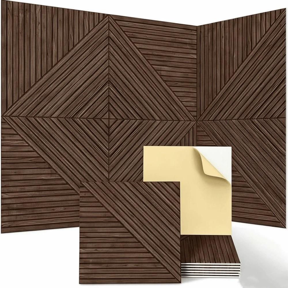 Self-Adhesive Sound Absorbing Panels 3D Wood Grain Soundproof Wall Tiles Home Decoration