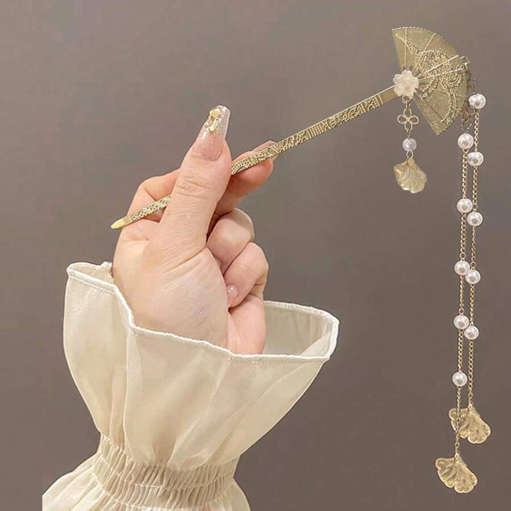 1pc of Chinese Style Pearl Tassel Hairpin Retro Hanfu Qipao Headwear High-end Feeling Updo Hair Hairpin Woman Hair Accessory