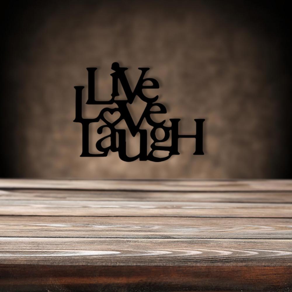 Live Love Laugh Metall Wandkunst, Vintage Pulverbeschichtetes Eisen Inspirierendes Zitat für Wohnzimmer Dekoration, Bauernhaus Hängendes Ornament, Geschenk für Hausliebhaber