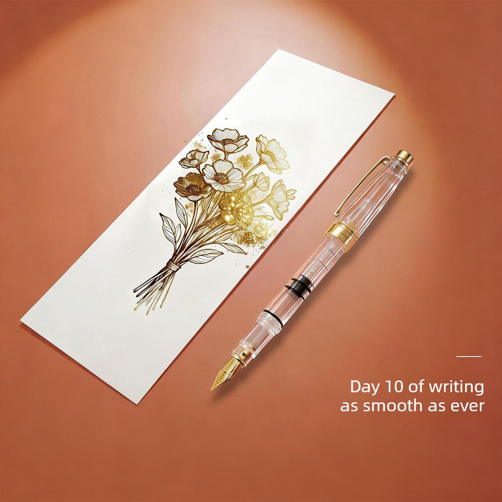 Gold Powder Ink Non-Blocking EF/F Nib Transparent Fountain Pen For Calligraphy Smooth Writing School Office Supplies Stationery
