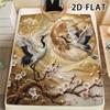 1Pc Flying Crane 2D FLAT Art Print Flannel Blanket,High Quality Comfortable for All Seasons,Home Decor,Warmth and Comfort,Perfect for Christmas Gifts