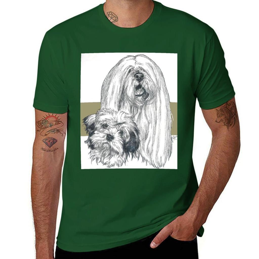 Lhasa Apso Father  Son TShirt Cotton Man Tshirts Anime T Shirts Luxury Man Plain T Shirts Men