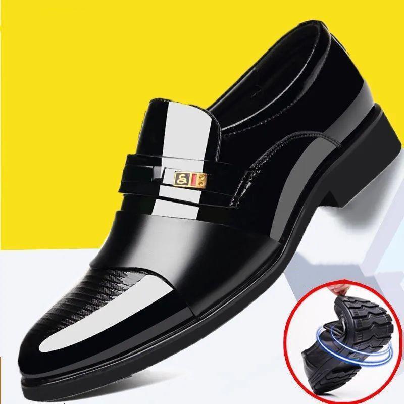 

Костюм, мужская кожаная обувь, аутентичная обувь из воловьей кожи на толстой подошве, мужская обувь, обувь для папы 43 чёрный