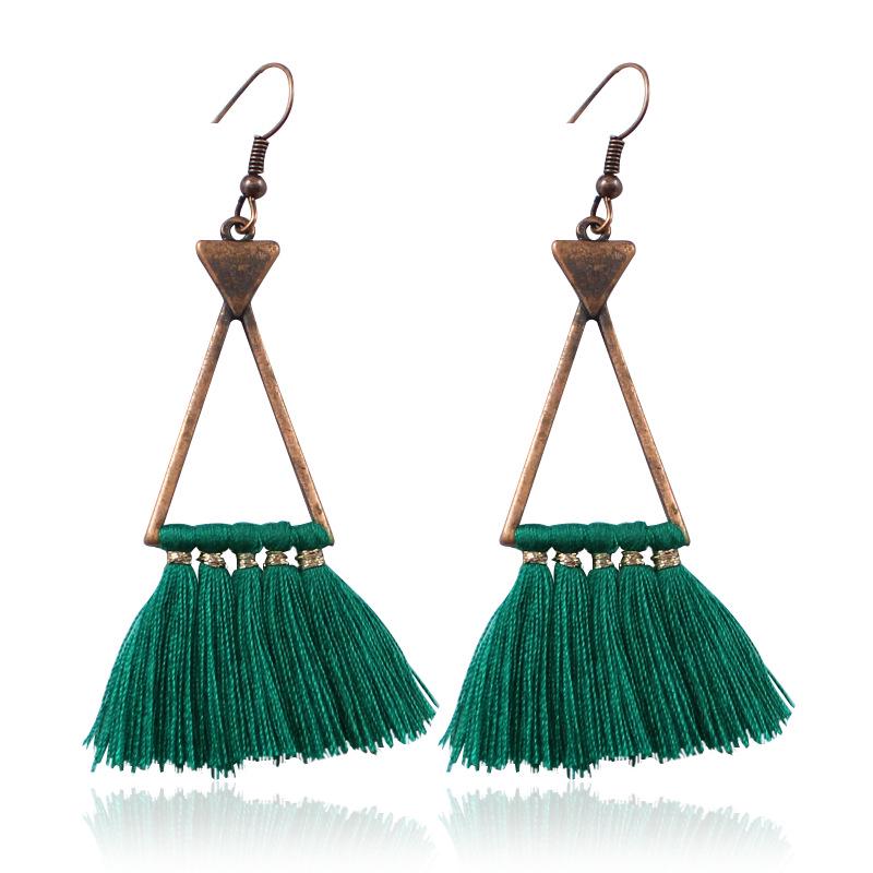European Geometric Triangle Tassel Earrings in Korean Style - Elegant and Versatile Fashion Jewelry.