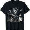 Punk Cat, Rock'n Roll Goth Cat, Drums Band Funny Cat Tee T-Shirt