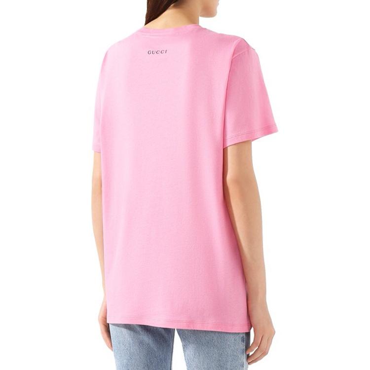 (WMNS) Gucci Cotton Tiger Print Short Sleeve Pink Women's 492347-XJBHQ-5901