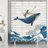 Pirate Cat Riding Shark Shower Curtain Funny Space Galaxy Rainbow Waterproof Fabric Bath Curtain With Hooks For Bathtub Decor