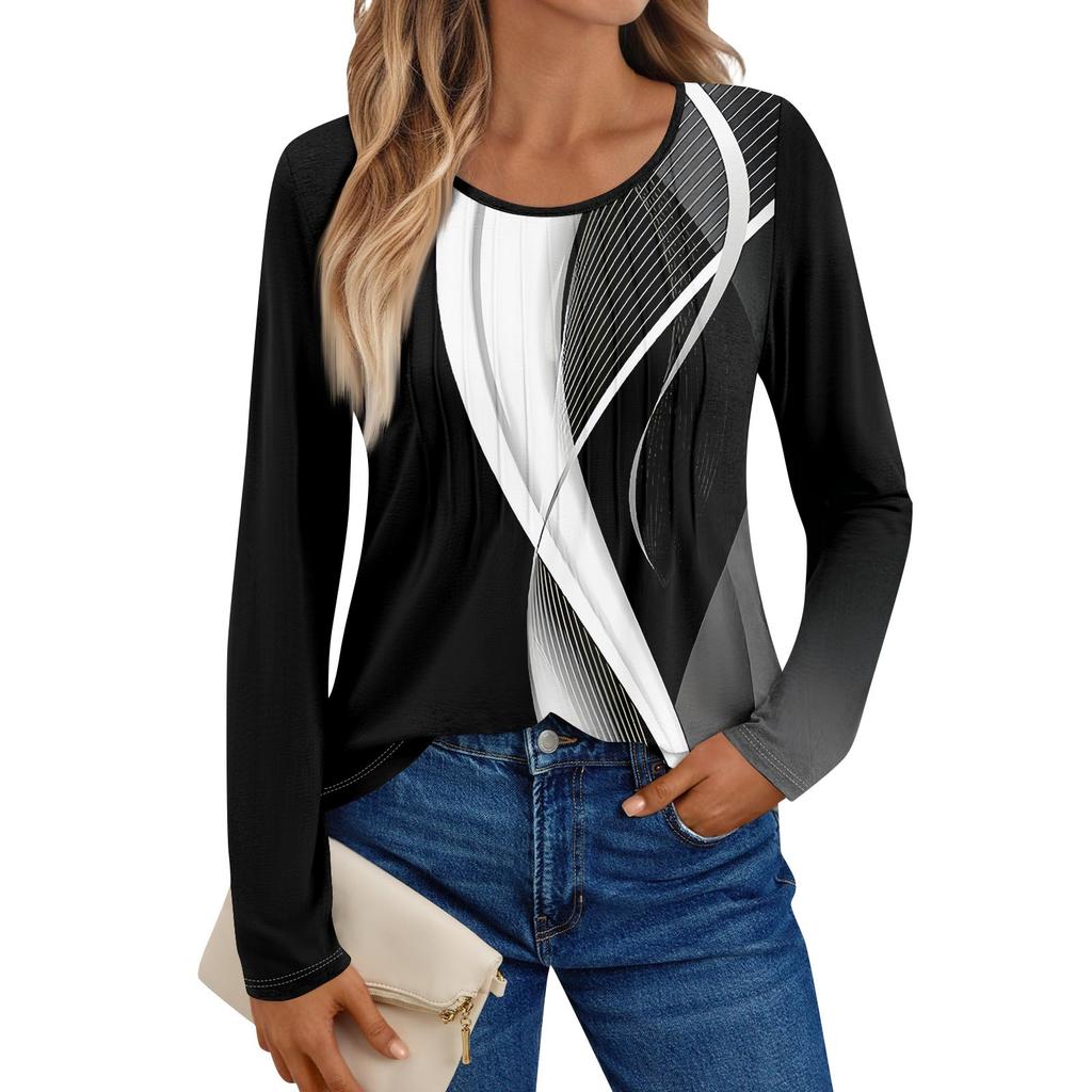 Damen Langarmshirts Grafik-T-Shirts Lässige Basic-Tops Pullover