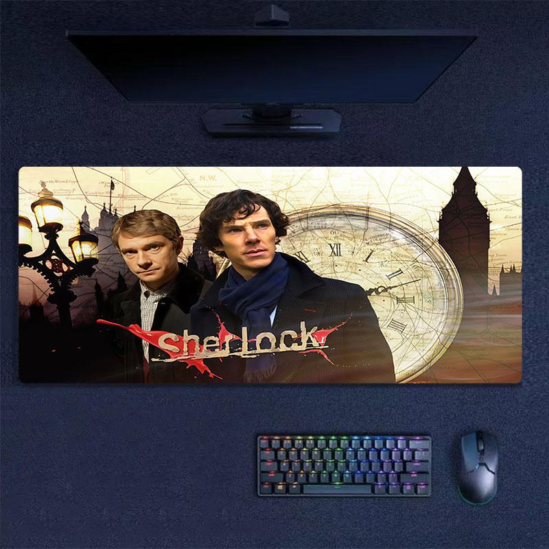 Watson&Sherlock Mouse Pad, Large Gaming Desk Mat, Non-slip XXL Mousepad for Laptop & Tablet, Mini PC Playmat with Stitched Edges