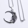 Gothic Rose Moon Necklace: Unisex Vintage Dark High Street Pendant, Romantic & Trendy for Couples