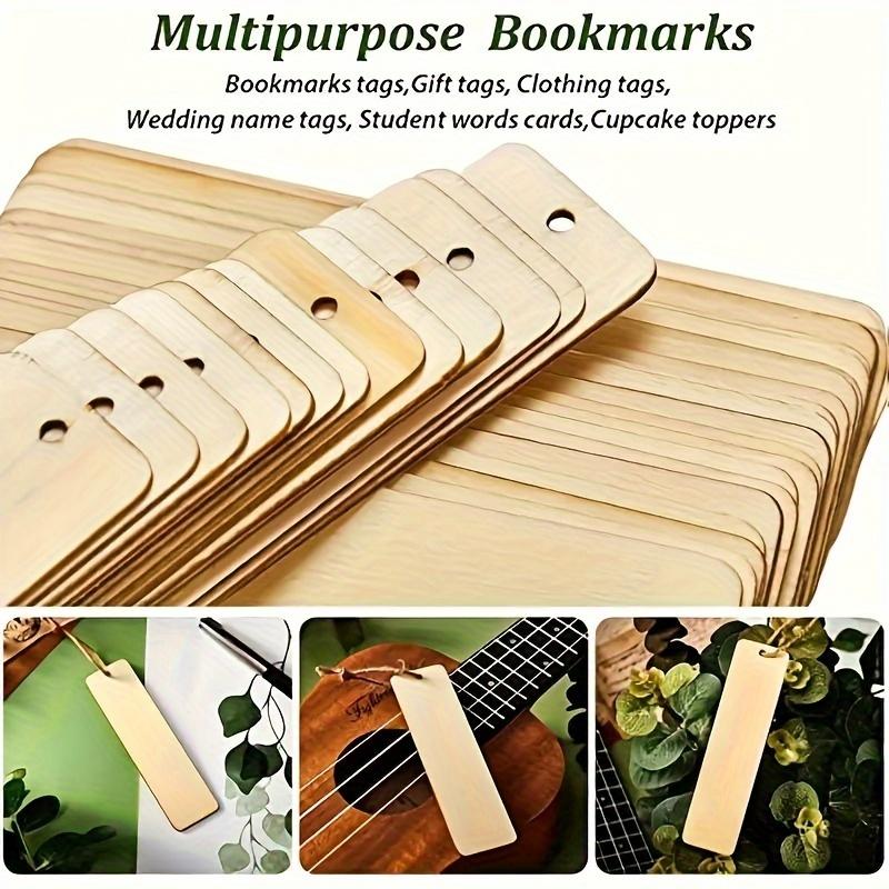 Blank Wooden Bookmarks for Crafts and Gift Tags - DIY Wood Craft Bookmark Set with Colorful Tassels, Multipurpose Hang Tags