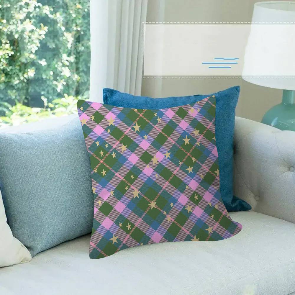 Stripe  Plaid Throw  solid color  Pillow Covers Cartoon Sofa Decorative Home Doublesided Printing Short Plush  Cushion Cover