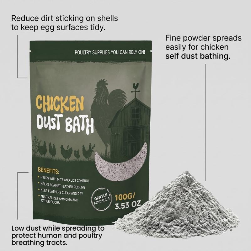 EELJOY Backyard Chicken Dust Bath Powder, Poultry Care Supply with Resealable Bag for Routine Plume Cleaning Support Use