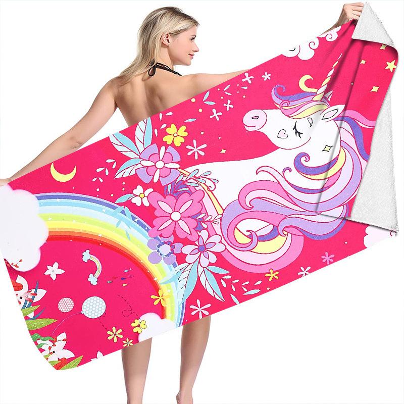 Rainbow Unicorn Beach Towel Soft Microfiber Bath Towel For Boys Kids Girls Quick Dry 50x100cm Sunscreen Travel Camping Blanket