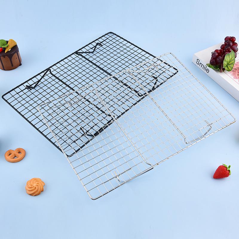 Foldable Thickened Iron Cooling Rack for Cookies, Bread, and Cake - Hollow Storage and Upside-Down Baking