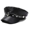 Oosaki Nana Cosplay Pu Cap Beret Vintage England Flat Newsboy Outdoor Casual Army Cap Women Alloy Badge Pography Military Hat