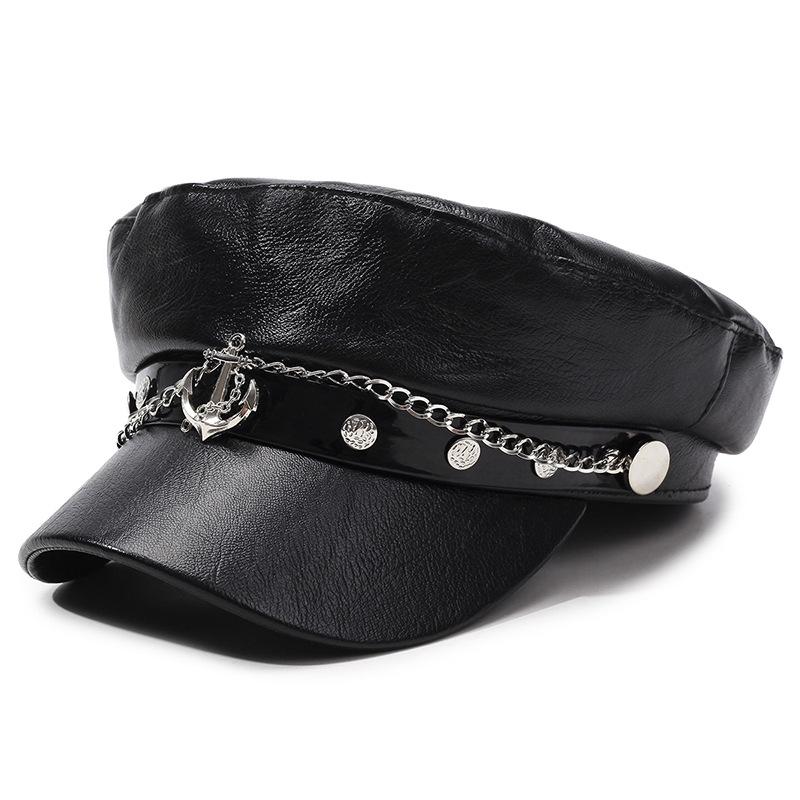 Oosaki Nana Cosplay Pu Cap Beret Vintage England Flat Newsboy Outdoor Casual Army Cap Women Alloy Badge Pography Military Hat