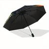 1pc Black Cat's Journey Automatic Umbrella Design, Cute Cartoon Pattern, Portable Outdoor Umbrella, Perfect Y007