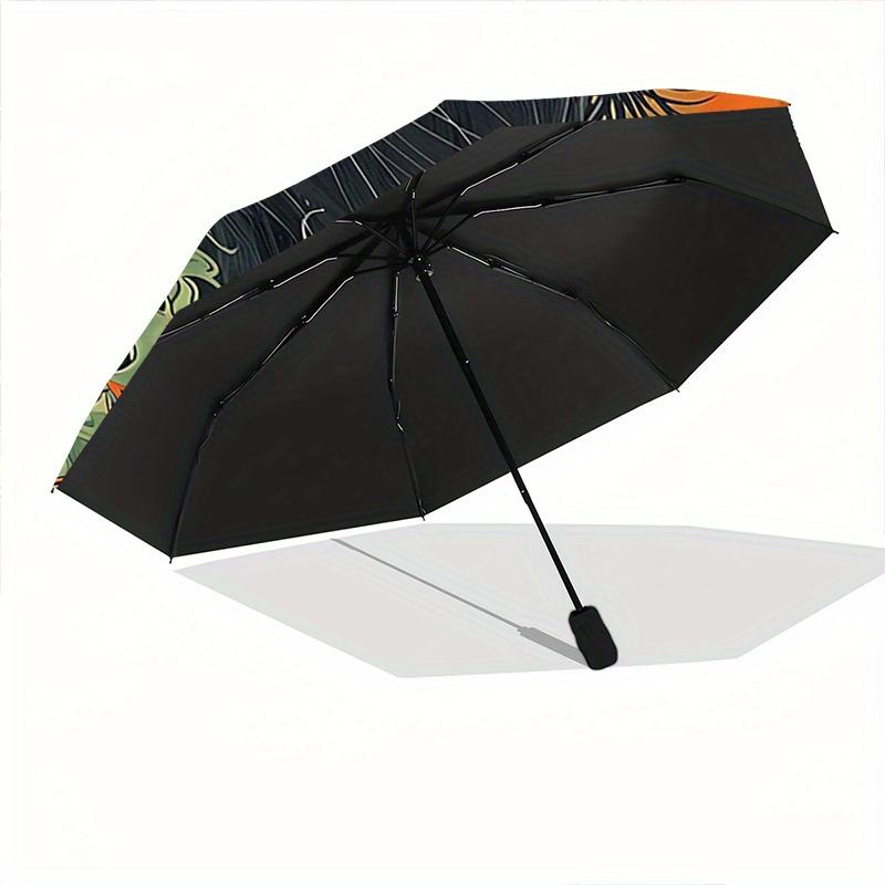 1pc Black Cat's Journey Automatic Umbrella Design, Cute Cartoon Pattern, Portable Outdoor Umbrella, Perfect Y007