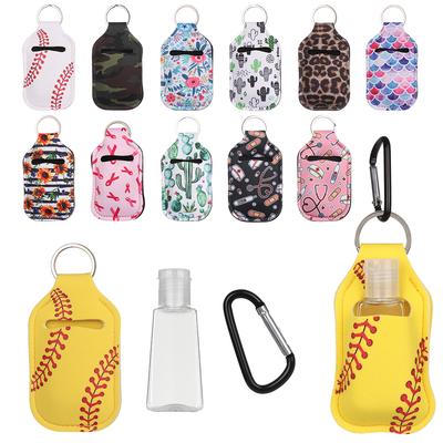 Mini Hand Sanitizer Bottle 30ml Portable Travel Silicone Cosmetics Shower Gel Bottles Refillable Bottles with Keychain Holder