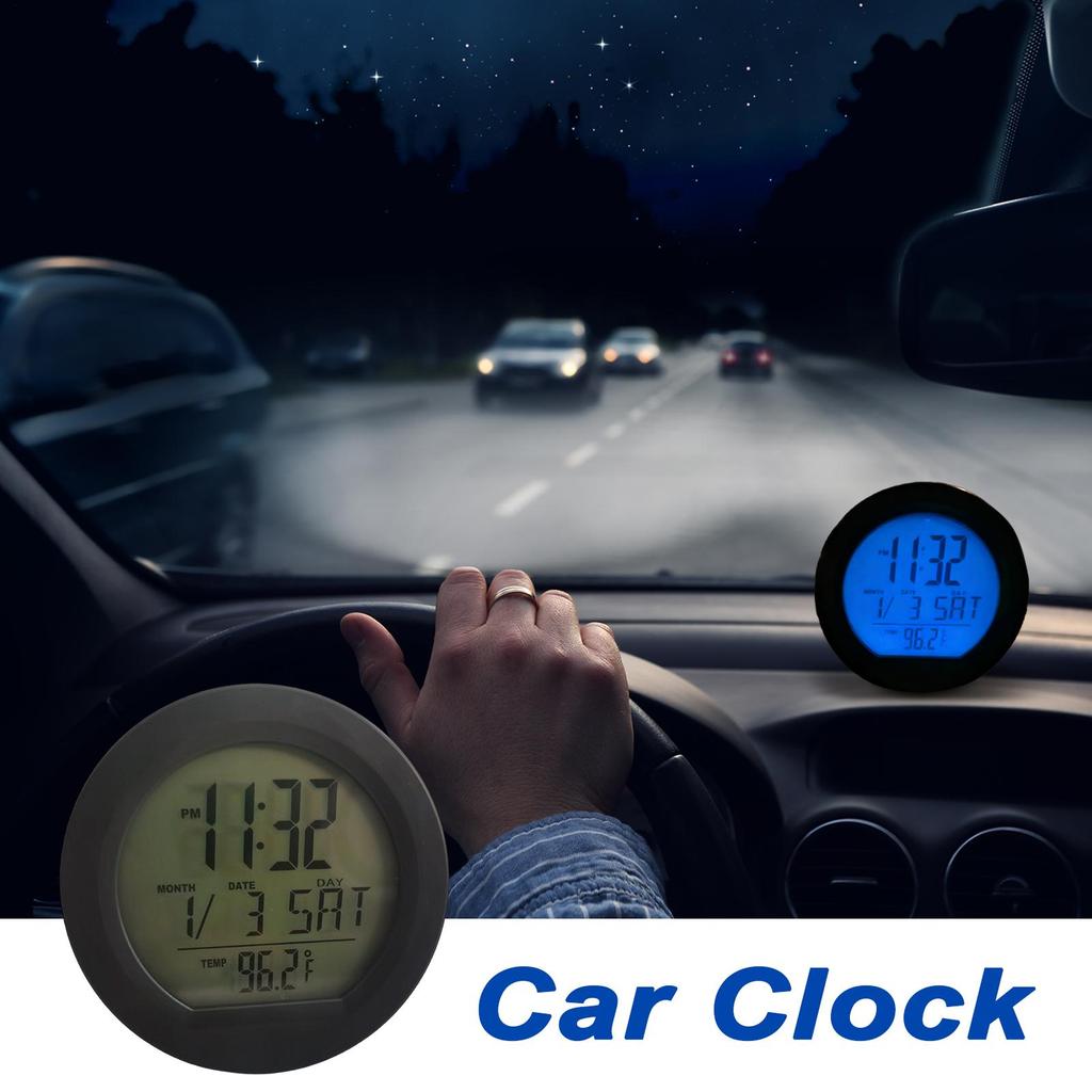 Small Digital Clock Solar Powered Automotive Dash Clock LED Auto Interior Calendar for Classroom Travel Table Bedside Fridge RV